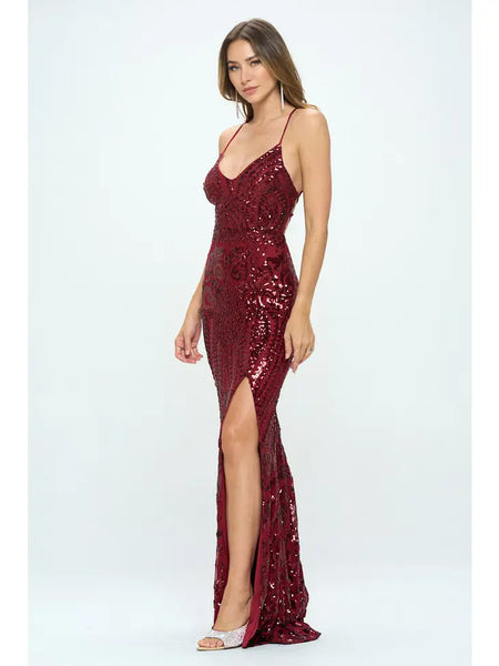 Burgundy Sequin Dress