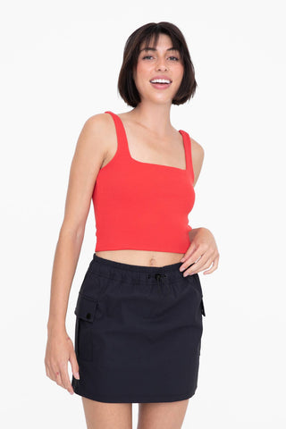 Ribbed Square Neck Cropped Tank