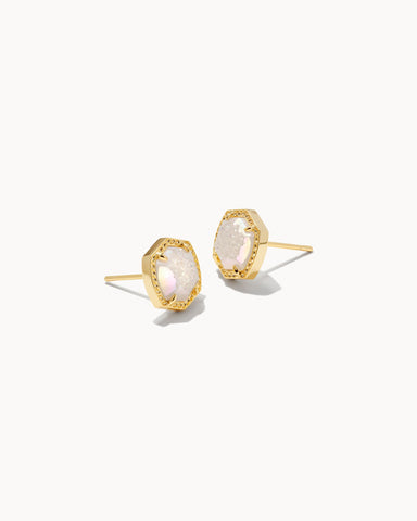 Davie Stud Earring Gold Iridescent Drusy