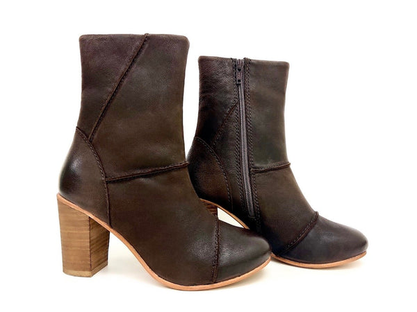 Tess Brown Stacked Heel Boot