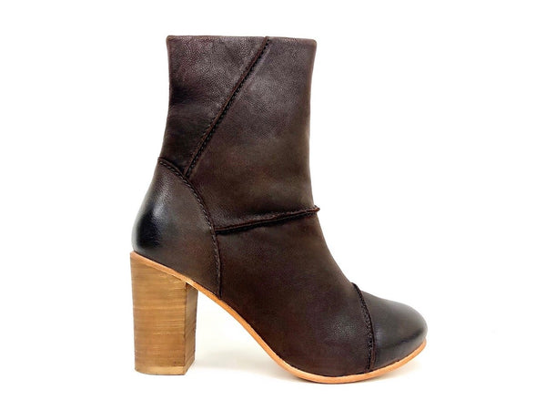 Tess Brown Stacked Heel Boot