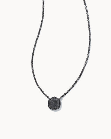 Davie Pendant Necklace Gunmetal Black Drusy