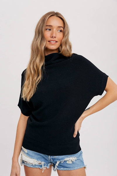 Slouch Neck Short Sleeve Pullover
