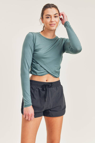 Overlay Cropped Long Sleeve Top