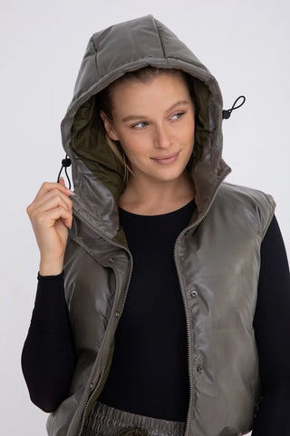 Like Leather Olive Puffer Vest