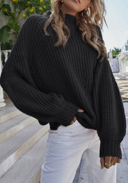 Lantern Sleeve Chunky Knit Oversize Sweater