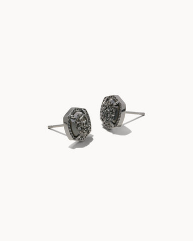 Davie Stud Earring Gunmetal Black Drusy