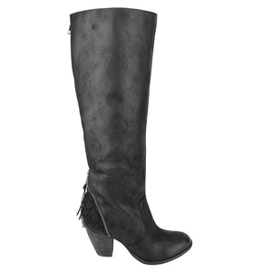Black Boot with Laced Cuff