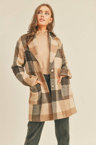 Plaid Button Up Coat