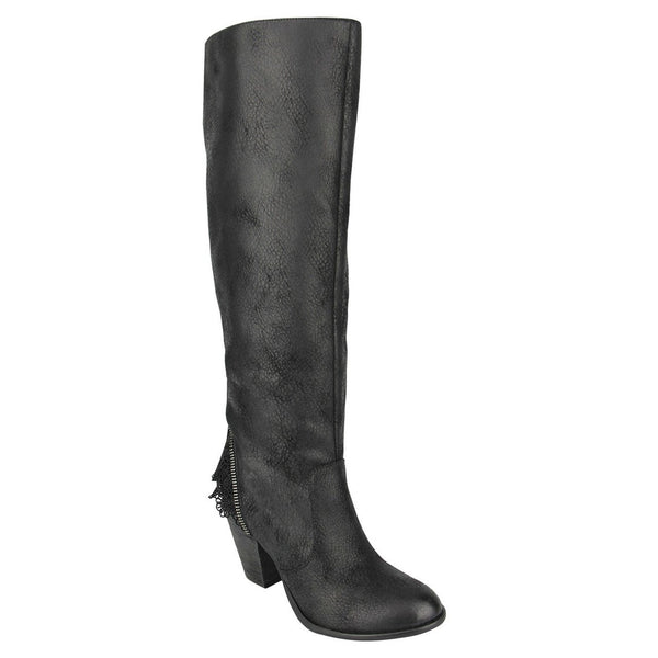 Black Boot with Laced Cuff