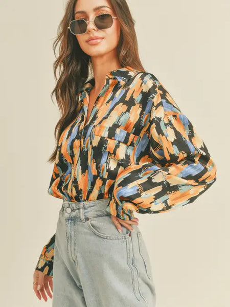 Printed Collared Blouse