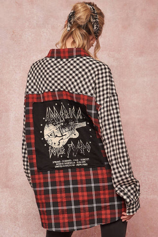 Rock America Graphic-Print Oversized Plaid Shirt