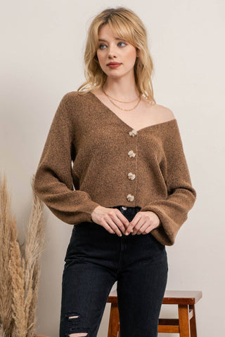 Bishop Sleeve Cardigan - Taupe