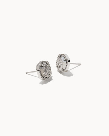 Davie Stud Earring Rhodium Platinum Drusy