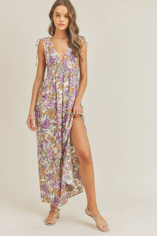 Cream Iris Floral Maxi Dress