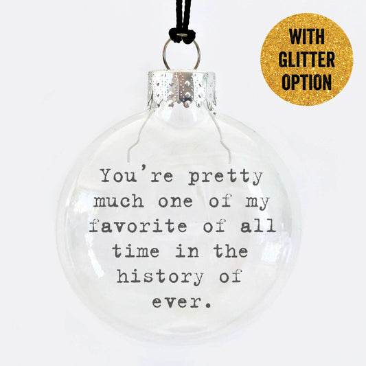 History Of Ever Glass Holiday Ornament: White Glitter-Home-Bottoms Up Boutique-Anchorage AK
