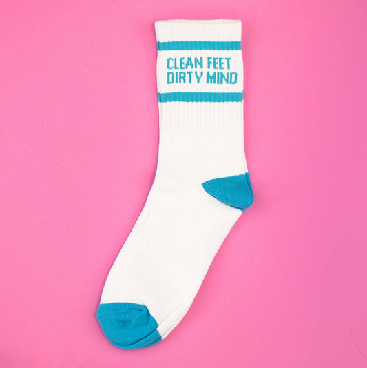 Clean Feet Dirty Mind Crew Socks-socks-Bottoms Up Boutique-Anchorage AK