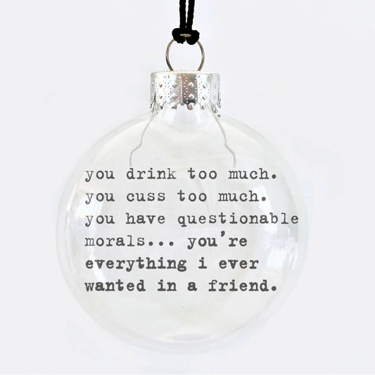 Cuss Friendship Glass Holiday Ornament-Home-Bottoms Up Boutique-Anchorage AK