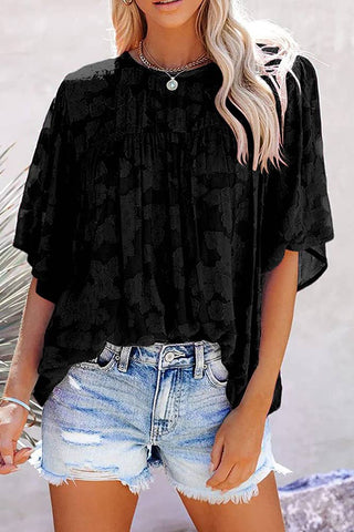 Loose Floral Short Sleeve Top