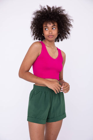 Ribbed Seamless Cropped Sport Top Pink