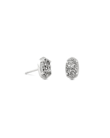 Emilie Stud Earring Rhodium Platinum Drusy