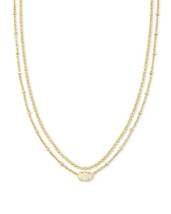 Emilie Multi Strand Necklace Gold Iridescent Drusy