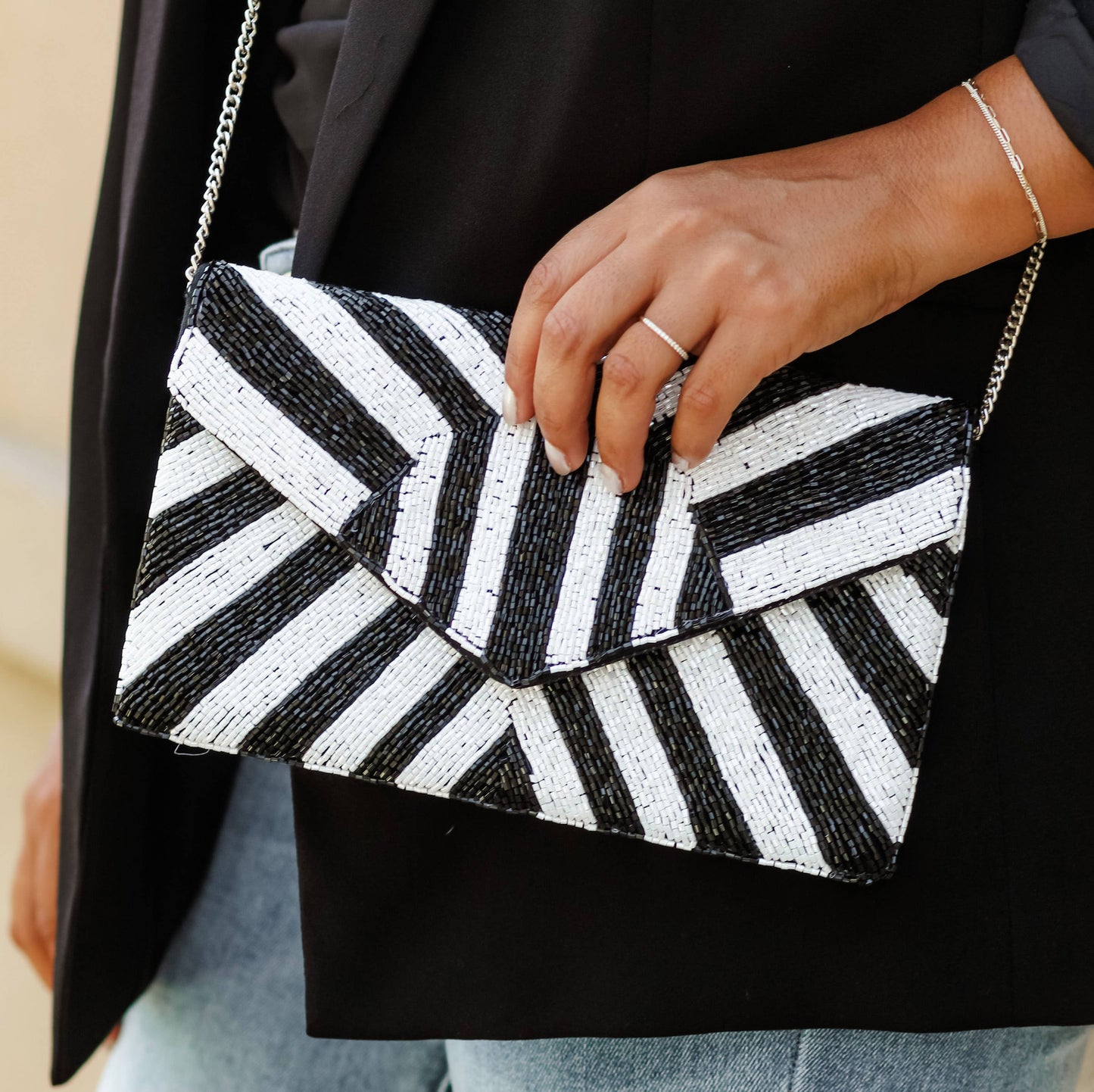 Black and White Bead Purse-Purses-Bottoms Up Boutique-Anchorage AK