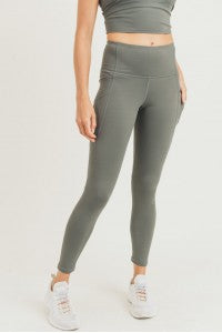 Solid & Slanted Panels High Waisted Leggings in Gunmetal