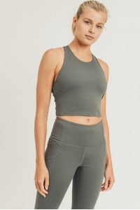 Extreme Racerback Crop Athletic Top in Gunmetal