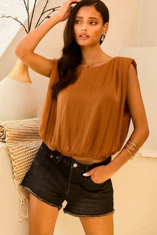 Brown Shoulder Pad Tank