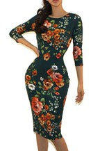 Rose Dress in Dark Green