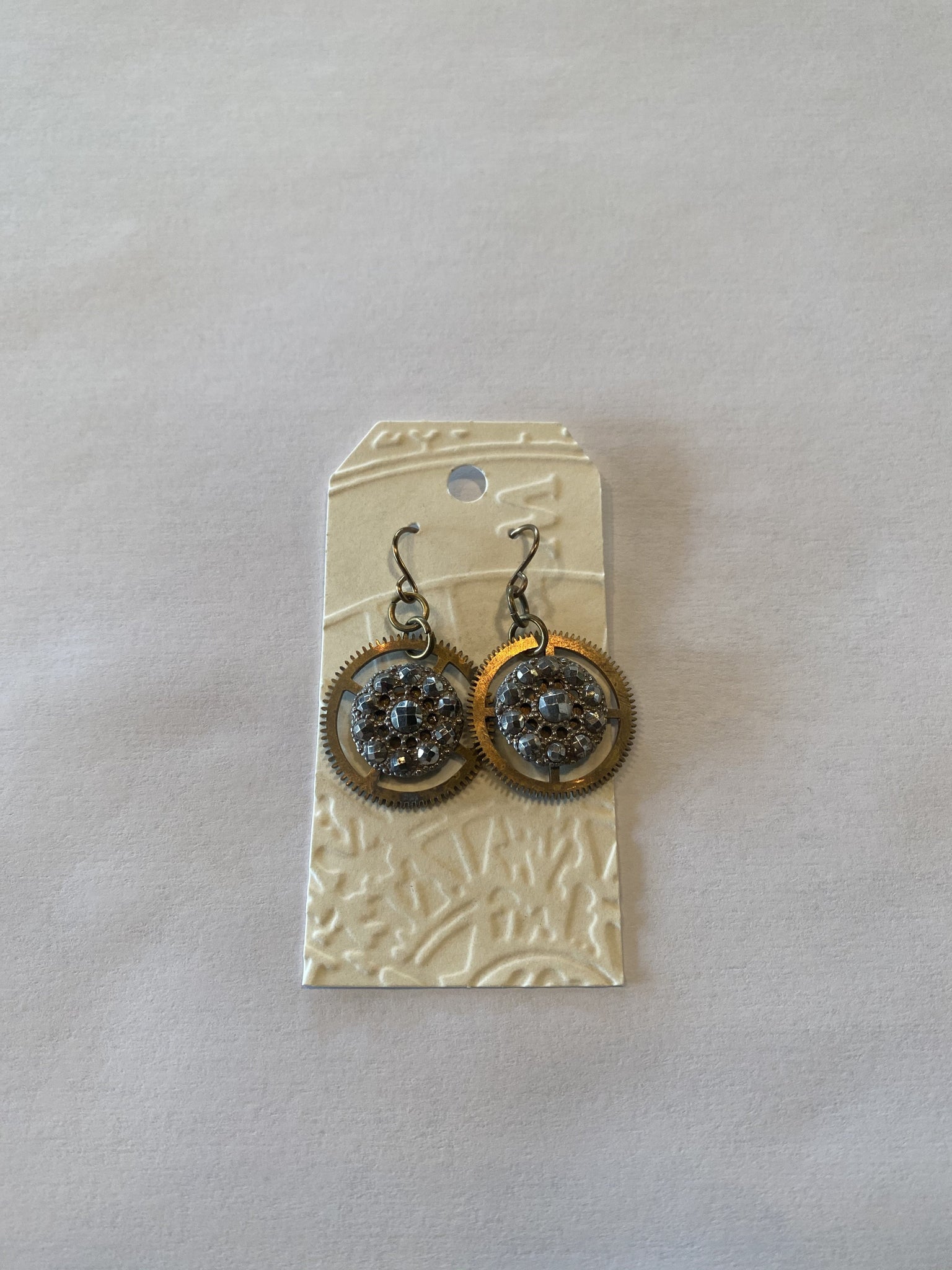 Gear and Vintage Button Earrings