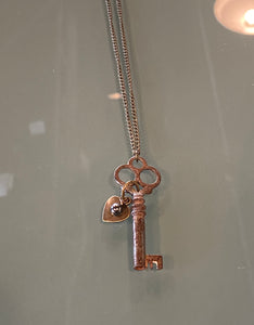 Vintage Skeleton Key and Charm Necklace