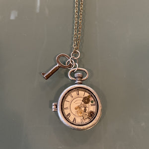 Vintage Watch Theme Pendant Chain Necklace