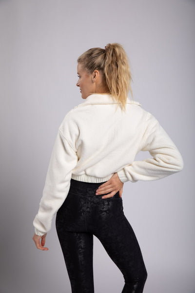 Cropped Teddy Half-Zip Pullover