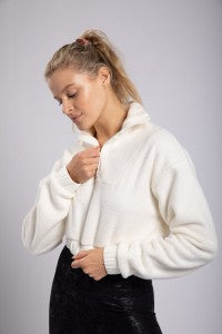 Cropped Teddy Half-Zip Pullover