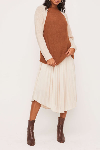 Mock Long Sleeve Sweater in Camel / Taupe