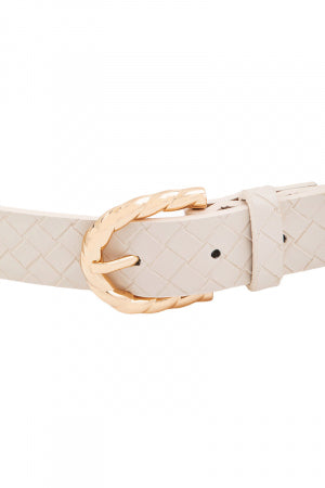 Cross Texture Belt in Black or Ivory