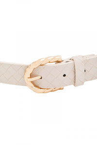 Cross Texture Belt in Black or Ivory