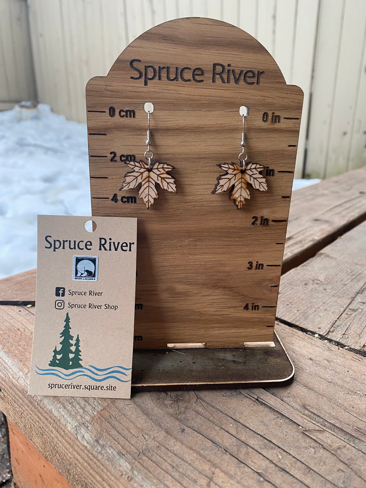 Maple Leaf Wood Earrings