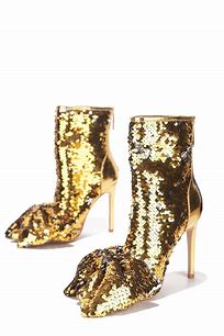 Gold Sequin Heeled Booties-Shoes-Bottoms Up Boutique-Anchorage AK