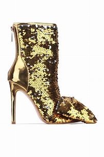 Gold Sequin Heeled Booties-Shoes-Bottoms Up Boutique-Anchorage AK