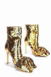 Gold Sequin Heeled Booties-Shoes-Bottoms Up Boutique-Anchorage AK