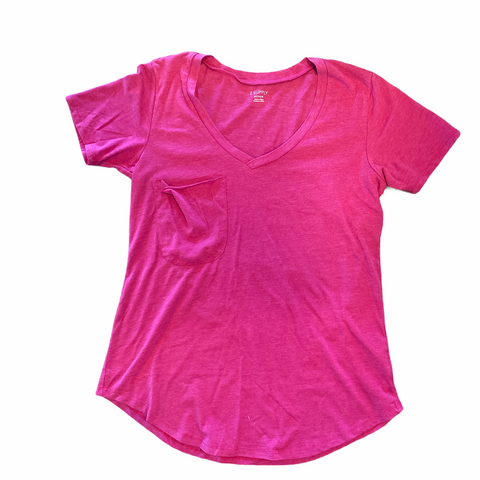 Cotton Slub Pocket Tee in Magenta