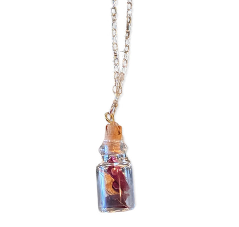 Bottled Rose Petal Necklace