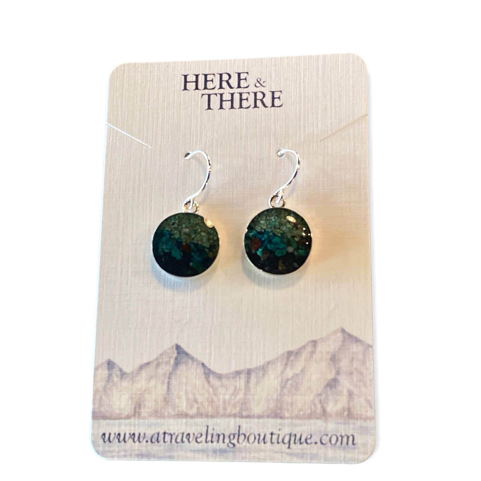 Girdwood Sand with Turquoise and Chrysocolla Sterling Silver Earrings