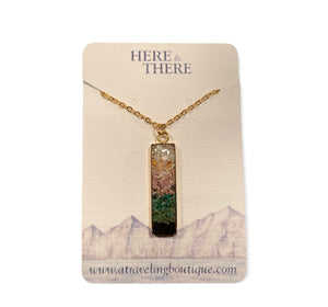 Hope Sand with Mexican Fire Opal Mother of Pearl and Turquoise Gold Stainless Steel Necklace