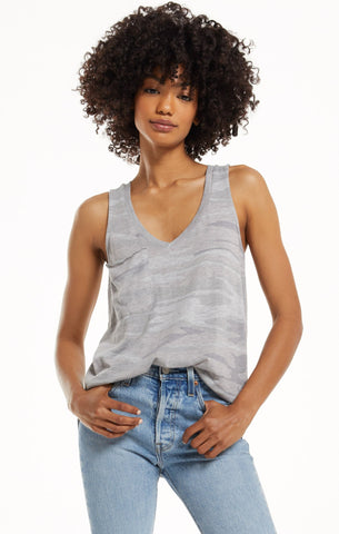 Heather Grey Camo Pocket Racer Tank