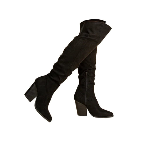 Black Pointed Toe Over the Knee Boots