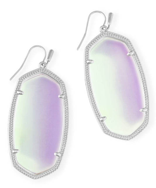 Danielle Earring Rhodium Dichroic Glass-Jewelry-Bottoms Up Boutique-Anchorage AK